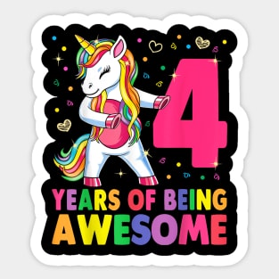 4 Years Old Unicorn Flossing 4Th Birthday Girl Unicorn Party Sticker